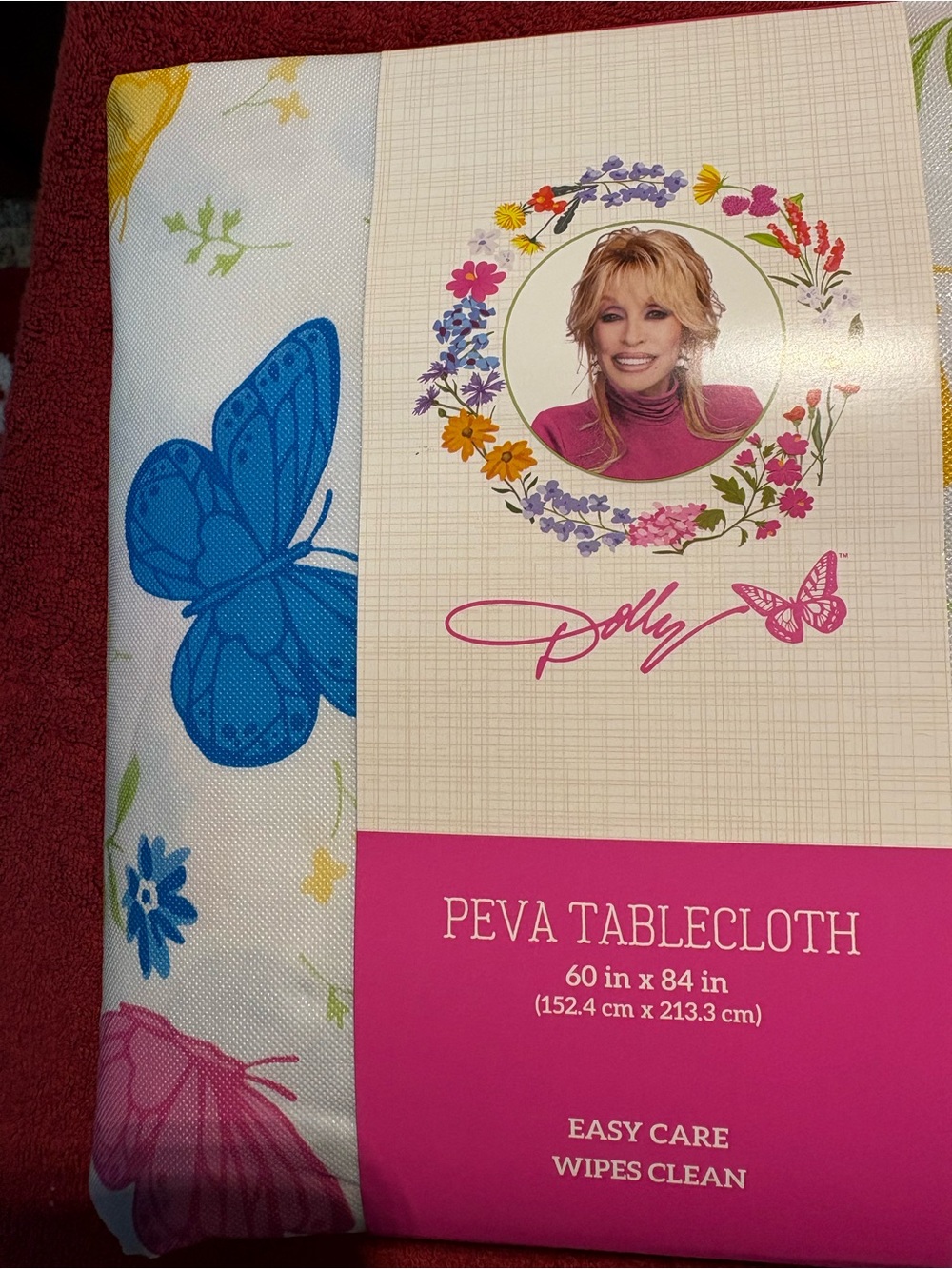 Dolly PEVA Butterfly Tablecloth in Blue and Pink
